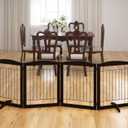 PAWLAND 96-inch Extra Wide Dog gate for The House, Doorway, Stairs, Freestanding Foldable Wire Pet Gate, Set of Support Feet Included (Espresso, 30" Height-4 Panels)