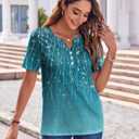 Zeagoo Womens Summer Tops Casual Short Sleeve V Neck Shirts Business Dressy Work Blouses (Blue, XL)