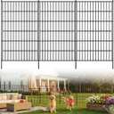 Toolterritary 10 Panels No Dig Decorative Garden Fence, 48in(H) x 25ft(L), Dog Fence Outdoor for Yard - Rustproof Metal Animal Barrier Fencing for Patio, Flower Bed, Ideal for Dogs, Rabbits