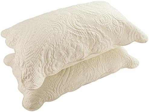 BOSOWOS Quilted Pillow Shams Set of 2, Decorative Microfiber Standard Size Bed Pillow Shams, Soft Breathable Pillow Covers with Envelope Closure (Light Yellow, 20 x 26 Inch)