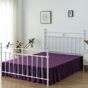 Bed Skirt Full Size Ruffled Bed Skirts with Split Corners, 14 Inch Drop Dust Ruffle Bed Skirt with Platform, Grape, 14'' Full