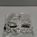 XSBODY Bling Rhinestone Masquerade Mask For Women Ball Costume Crystal Face Mask Carnival Jewelry (Silver)