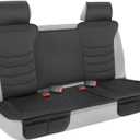 Motor Trend LuxeFit Black Faux Leather Rear Bench – Premium Automotive Back Seat Cover for Cars, Padded Cushion with Pockets, Adjustable Interior Car Seat Protector