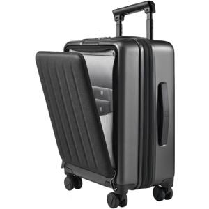 NINETYGO Carry on Luggage 22X14X9 Airline Approved with Front Pocket, 20 Inch Luggage with Front Compartment, Expandable, Double Spinner Wheels, Hardsided PC, TSA Lock (Black, Seine Max)