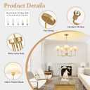 33.4 Modern Gold Chandelier, 5-Light Farmhouse Chandelier with White Fabric Shade, E26 Base Adjustable Height Industrial Pendant Light for Dining Table Bedroom Living Room Foyer Entryway