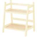 Bamboo Double Layer Rack Desk Storage Shelf Water Cup Jar Display Stand Kitchen Organizer Countertop Serving Stand, White, S