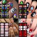 3 x 16 Sheets Halloween Nail Wraps Nail Art Stickers Decals Self-Adhesive Nail Decorations with Little Ghost Bats Pumpkin Spider Designs Acrylic Supplies for Women DIY Art Decoration (Halloween Style 3)