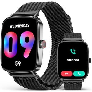 2025 Smart Watches for Men, 1.85" AI Voice Smartwatch, 24/7 Heart Rate Monitor, Stress/SpO2/Sleep Tracker, IP68 Waterproof, Weather, 100+ Sports Fitness Tracker for Android iOS Black Metal