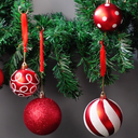 47 Pcs Christmas Chandelier Decor Set with 9 ft Garland Greenery with 280 Branches 21 Pcs Christmas Balls Ornaments Ribbons for Xmas Fireplace Staircase Indoor Outdoor Decor (Vivid)