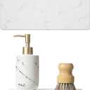 2PCS Water Absorbing Stone Drying Tray for Kitchen Counter & Bathroom Sink, Diatomite Faucet Splash Guard, Soap Dispenser Rack & Sponge Holder Caddy Organizer, Marble White (Printed Pattern), 9"x 3.5"