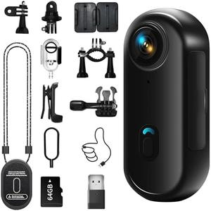 4K Mini Body Camera, Wearable Action Body Cam, Sports Action Camera, Thumb Size Hands-Free Recording Body Worn Camera, Premium Portable Camcorder Mount Anywhere for Work, Travel, Fishing, Pet Walking