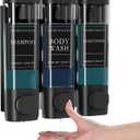 Shampoo and Conditioner Dispenser, Shower Soap Dispenser Wall Mounted, Refillable Shampoo and Conditioner Bottles for Bathroom Hotel Large Capacity(Black) (3 Chamber)