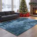 Merelax 4x6 Washable Area Rug for Living Room, Blue Boho Abstract Bedroom Area Rugs, Non Slip Entryway Rug, Low Pile Carpet for Kitchen Dining Room Study Office Kids Room