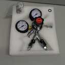 Dual Gauge Nitrogen Regulator - Draft Beer Nitrogen Keg Regulator with double 5/16" Outlet Barb 0-100 psi and 0-3000 psi pressure table Pressure Release Valve Free Worm Clamps CGA-580