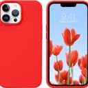 GUAGUA Compatible with iPhone 13 Pro Max Case 6.7 Inch Liquid Silicone Soft Gel Rubber Slim Microfiber Lining Cushion Texture Cover Shockproof Protective Phone Case for iPhone 13 Pro Max, Red