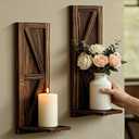 Candle Sconces Set of 2: Farmhouse Wall Candle Holder, Brown Wood Wall Sconces Set of Two,Handmade Wooden Art Decor for Living Room, Dining Room, Bathroom, Bedroom, or Entryway, 15.7"x5"