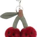 Apricot Lamb Cherry Food Plushies Cute Keychain, Soft Stuffed Plush Keychain Toys for Kids' Backpack Purse, Red