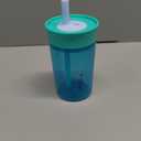 Owala Kids Insulation BPA-Free Plastic Tumbler with Spill Resistant Flexible Straw, Easy to Clean, Kids Water Bottle, Great for Travel, Dishwasher Safe, 15 Oz, Teal and Aqua (The Blues)