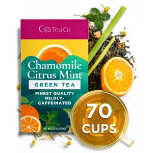 Gya Tea Co Chamomile Citrus Mint Loose Leaf Tea - 5.29 Oz 70 Cups - Rich in Peppermint, Lemongrass, Orange Peel for Rest & Throat Comfort - Refreshing, Delicious & Robust Flavor (EXP 03/01/28)