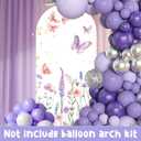 Purple Butterfly Arch Backdrop Covers, 6 Ft Stretchy Arch Backdrop Stand Cover, Garden Floral Photography Background Arch Stand Cover for Baby Shower Birthday Wedding Decor