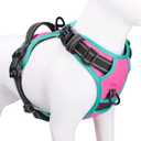PHOEPET 2019 Upgraded No Pull Dog Harness, Reflective Adjustable Vest, with a Training Handle + 2 Metal Leash Hooks+ 3 Snap Buckles +4 Slide Buckles(L, Pink)