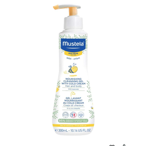 Mustela Baby Nourishing Cleansing Gel – Hair & Body Wash for Dry Skin - with Natural Avocado, Cold Cream & Beeswax - 10.14 fl. oz.
