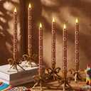 Honoson 6 Pcs Cielito Lindo Party Decorations Mexican Flameless Taper Candle 10.6 Inch Terracotta LED Candles Battery Operated Candlestick for Mexican Barro Home Cinco De Mayo Party Table Decor Gift