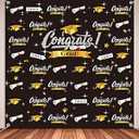 Sumind 2025 Graduation Photography Backdrop Graduation Party Decorations Fabric Congratulate Grad Backdrop Celebration Background Banner for Prom Party 70.9 x 70.9 Inch