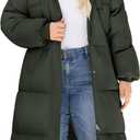 HEEKPEK Womens Plus Size Winter Coats Long Puffer Jackets Hooded Quilted Water Repellent Warm Trendy Parka Outerwear 2025 (4X-Large Plus, Army Green)