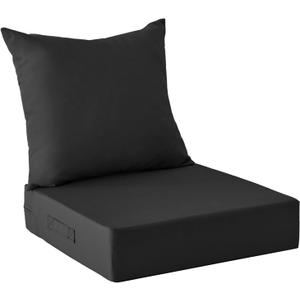 IPYNBAP Outdoor Cushions for Patio Furniture,Outdoor Seat Cushion Set 24 x 24 x 4 Inch,Waterproof & Fade Resistant Outdoor Chair Cushions,Deep Patio Chair Cushion with Removable Cover,Black