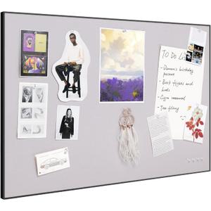 Fabric Bulletin Board 30x20 inches,Black Aluminum Framed Wall Pin Board | Cork Board Alternative for Wall with Push Pins for Office and Home, Linen Display Mood Board for Photos, Notes & Reminders