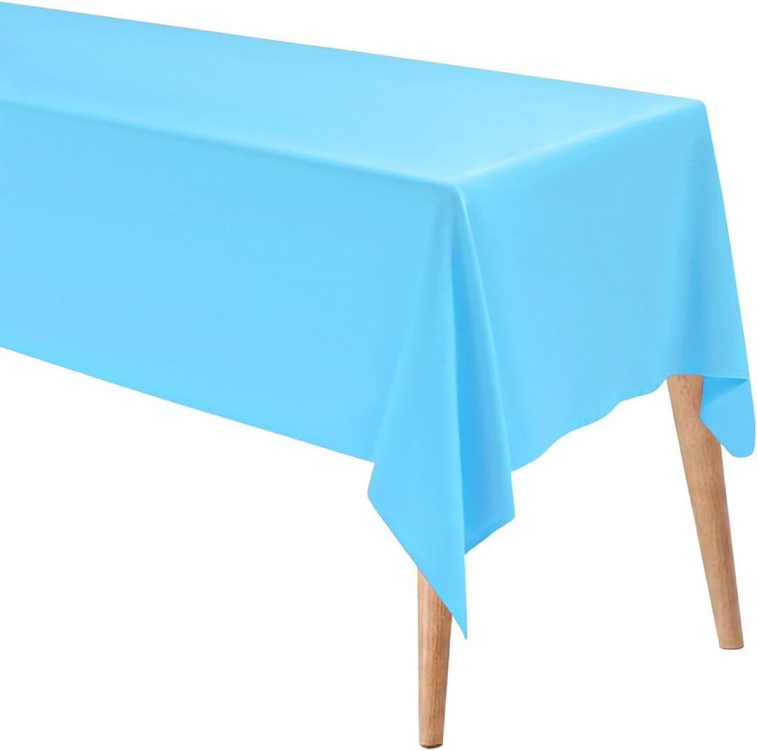 M METERXITY Rectangle Tablecloth, 55 x 87 Inch Thickened Waterproof Polyester Table Cloth for Banquets/Buffet/Parties/Wedding, Anti-Wrinkle Washable Decorative Table Cover [Sky Blue]
