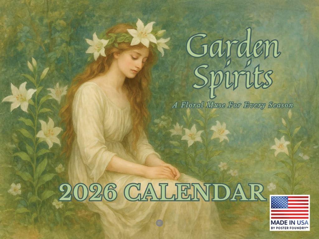 Garden Spirits Floral Muse Seasonal Botanical Calendar 2026 Monthly Wall Calender 12 Month | American Made In The USA