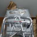 Folding Walker with Tray, 5" Wheels Lightweight Walkers for Seniors and Adults, Supports Up to 350 Pounds, Adjustable Height, Compact Standard Walker, Silver