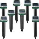 8 Pack Solar Powered Mole Repellent, Ultrasonic Outdoor Pest Repeller for Lawns & Gardens - Waterproof, Chipmunk, Vole, Gopher, Groundhog, Snake Deterrent (Dark Green)