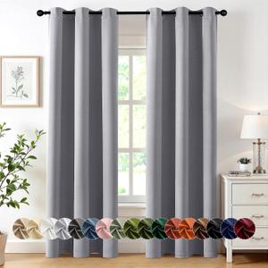 MIULEE Light Grey Blackout Curtains for Bedroom Living Room 72 Inches Long 2 Panels, Thermal Insulated Room Darkening Drapes Grommet Noise Reducing Light Blocking Window Treatments 40x72 Inch