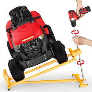 1200LBS Heavy-Duty Lawn Tractor Lift & Riding Mower Lift Jack, 3 Mins Quick Setup, Steel Frame Lawn Mowers & Lawn Mower Lift with Rotating Sleeve & Manual and Power Tool Handle