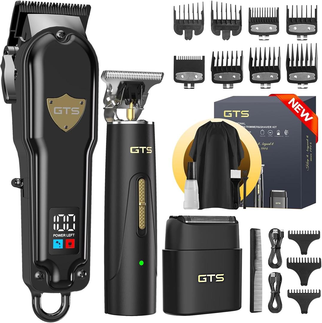 Hair Clippers for Men Professional Cordless Haircut Kit with Beard Trimmer Set, with IPX7 Electric Shavers, LED Display Rechargeable Barber Clippers for Home Use Gifts Black