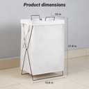 13-Gallon Slim Laundry Hamper Collapsible Clothes Basket for Bedroom, Bathroom, Dorm & Apartment, Foldable Laundry Bin with X-Shaped Steel Support, White