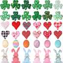 Oudain 36 Pcs St. Patrick's Day Shamrock Shape Filler Egg Bunny Felt Stuffed Hearts Ornaments Tiered Tray Decor Bowl Basket Hanging Tree Ornaments Decor for Tree Party DIY Crafts(Innovative Style)