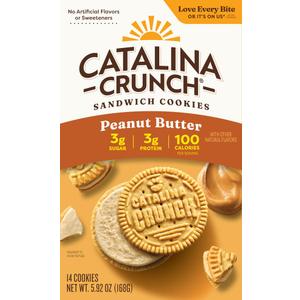Catalina Crunch Protein Cookies, 4g Protein per Serving | Low-Sugar Sandwich Cookies | Gluten Free, Vegan | Keto Dessert Snacks - Peanut Butter, 5.9 oz. (14 Count)