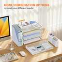 OPNICE 4-Tier Desk Organizer and Accessories, Desktop File Organizer with Drawer, Pen Holder and File Holder, Paper Letter Tray Organizer, Office Desk Accessories for Home Office Supplies, White