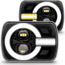 TRUE MODS 5x7 7x6 Inch H6054 Black LED Headlights H4 Sealed Beam Replacement Lamp for Jeep Wrangler YJ Cherokee XJ [DOT Approved] Ford Econoline Chevy Express GMC Savana TOYOTA Pickup Nissan D21 Dodge