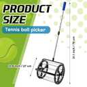 Gemscream Tennis Ball DinkBall Collector Roller, No Bending Over Quick Rolling Picker for 1.5"-3" Balls, Adjustable Golf Ball Retriever for up to 55 Tennis Balls, Large Capacity