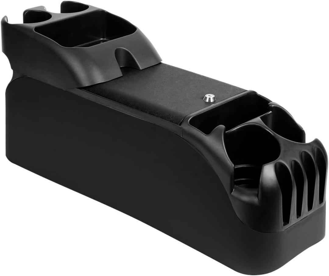 Center Console for Minivans, SUVs, Middle Van Console, Extra Cup Holders, Large Storage, 27"L x 11.5"W x 8.5"H,Made in USA (Black)
