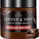 Leather Recoloring Balm and Scratch Repair Kit, Medium Brown Leather Restorer for Couches, Furniture, Car Seats, Leather Paint & Stain for Sofa, Chairs, Bags, and More