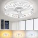 Ceiling Fans with Lights and Remote App 20'' Low Profile Ceiling Fan 3000-6500K Dimmable Modern Flush Mount Ceiling Fan Light LED 6 Speeds Fandelier Ceiling Fans for Bedroom Small Living Room