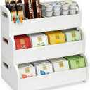 3 Layer Stackable Tea Bags Organizer,Bamboo Tea Organizer Display Rack,Large Capacity Tea Storage Box to Pantry,for Pantry Kitchen Office Coffee Station Restaurants Bars (white)