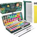 Artecho Watercolor Paint Set 100 Colors with Metallic in Portable Box, Paint Kit with Watercolor Papers and Brushes, Water Color Set for Beginners & Professionals