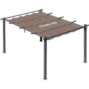 Aoodor Replacement Adjustable Canopy, Retractable Shade for Pergola, UV Resistant and Fade-Resistant, Fits 10 x 13 ft, Brown